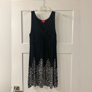 Elle Black Dress with White Patterns